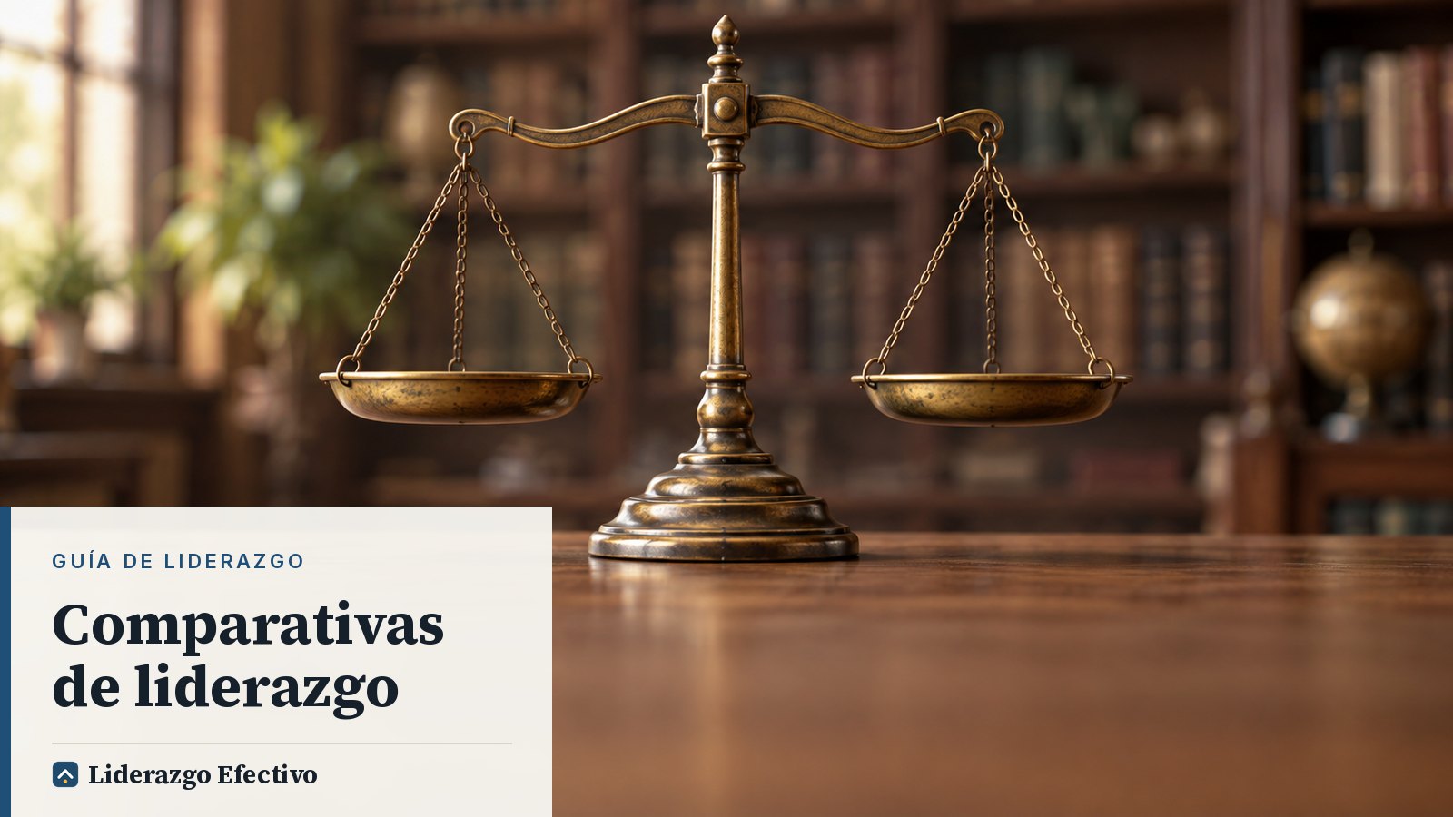 Balanza antigua de dos platos en equilibrio, imagen de las comparativas de estilos de liderazgo