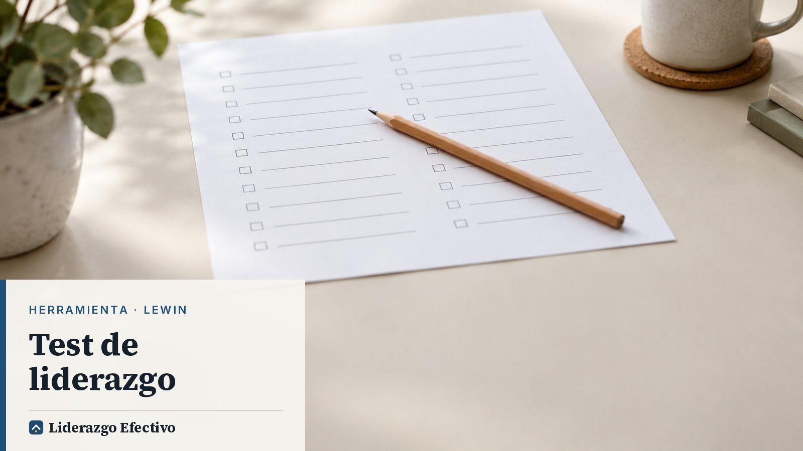 Cuestionario en papel con casillas de respuesta y un lápiz, imagen del test de estilos de liderazgo