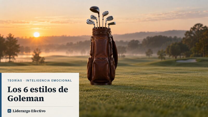 Bolsa de golf con seis palos distintos, la metáfora de los seis estilos de liderazgo de Goleman