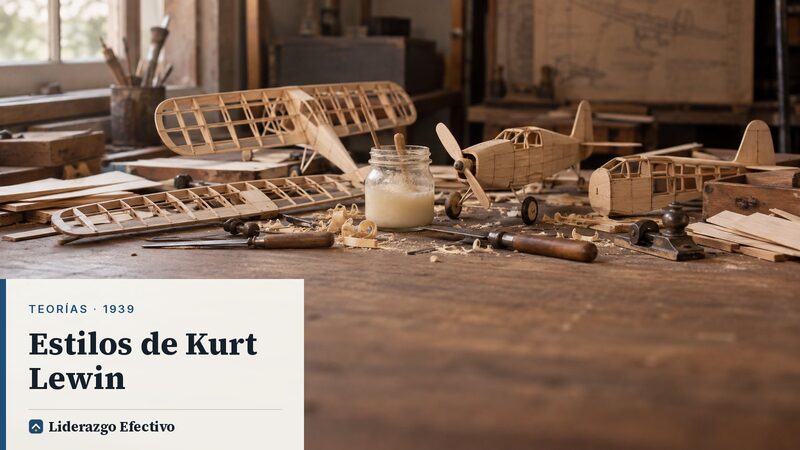 Maquetas de aviones de madera a medio construir en un taller infantil, como en el estudio de los estilos de liderazgo de Kurt Lewin