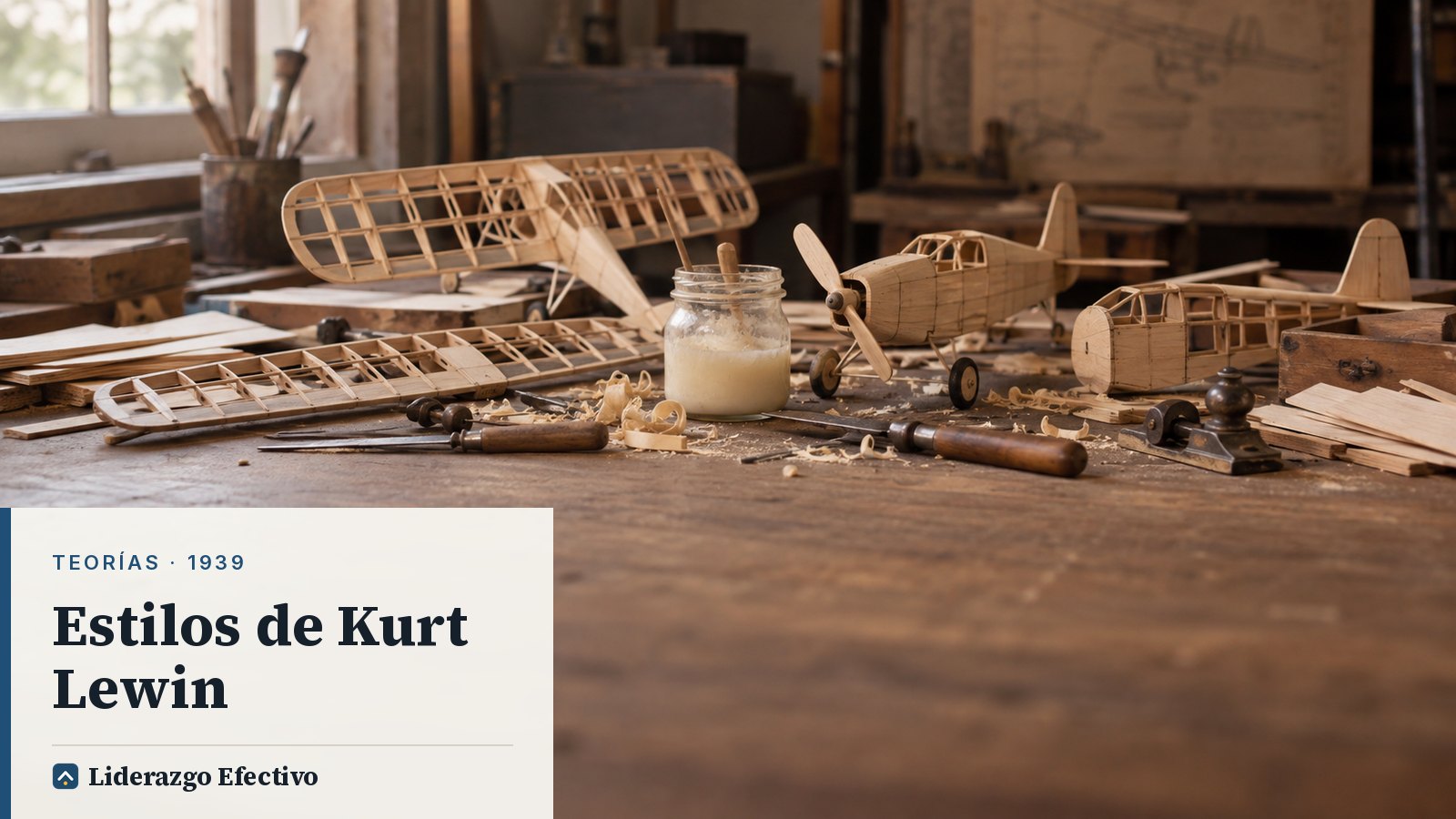 Maquetas de aviones de madera a medio construir en un taller infantil, como en el estudio de los estilos de liderazgo de Kurt Lewin